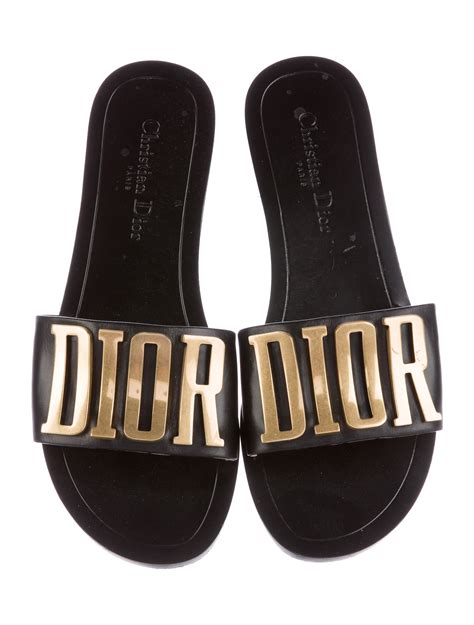 dior slides white and gold|Dior slippers women.